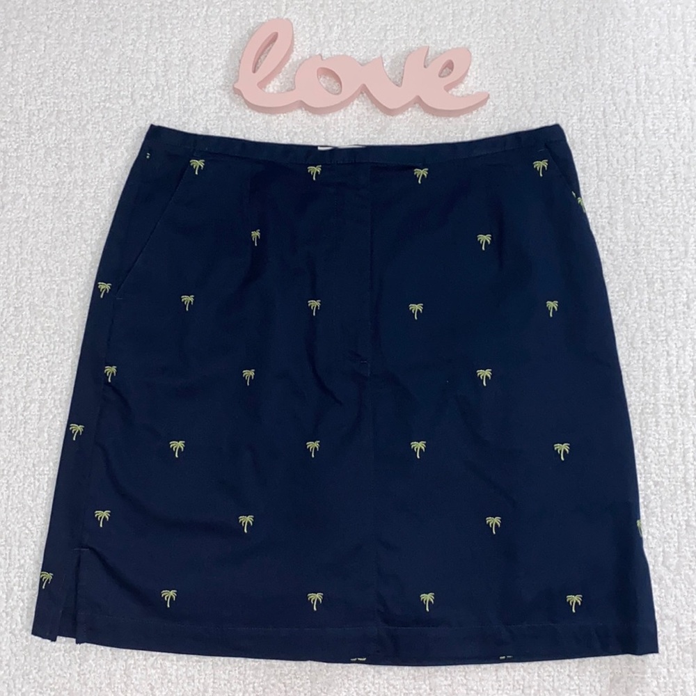 LizGolf Navy Blue with Palm Trees Golf Skort Skirt Size 12 🌴LIKE NEW!🌴